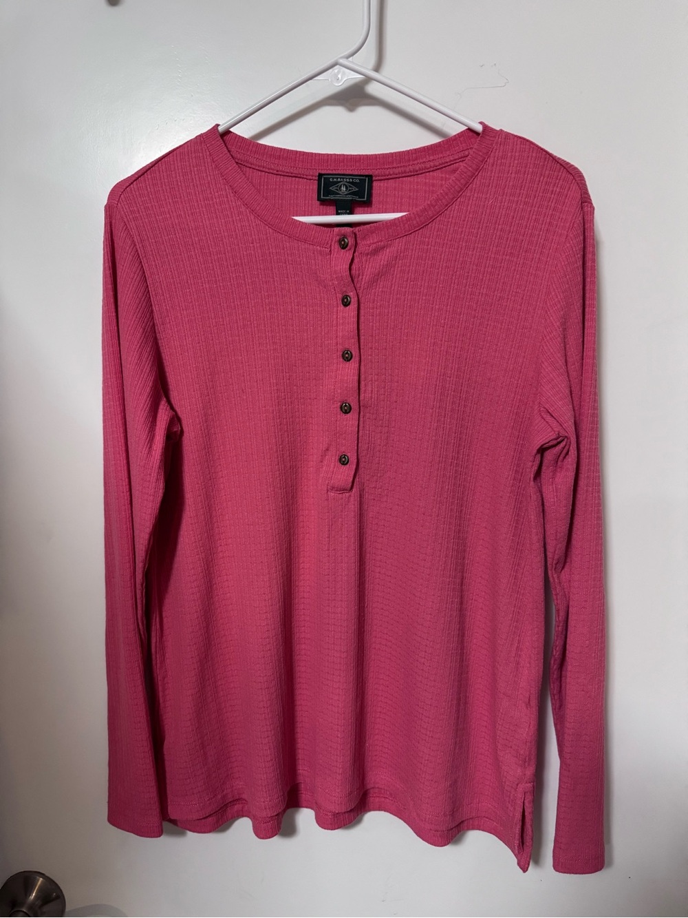 NWOT G.H. Bass & Co. Pink Long-Sleeve Henley Top